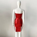 Strapless Red Corset Bandage Dress H6079