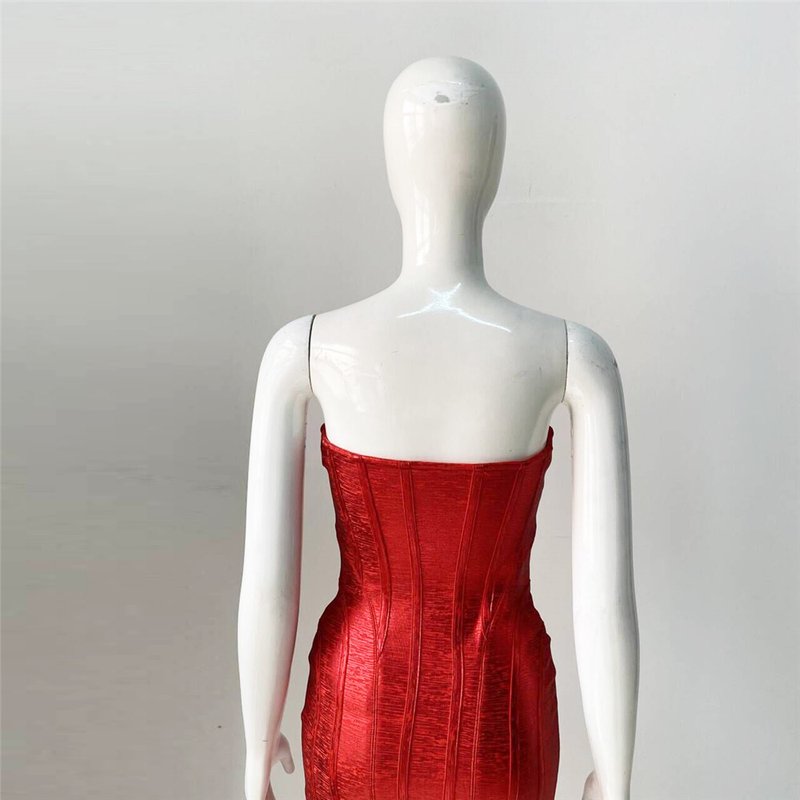 Strapless Red Corset Bandage Dress H6079