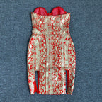 Strapless Red Corset Bandage Dress H6079