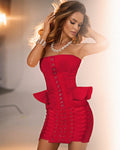 Strapless Red Corset Mini Dress H5820