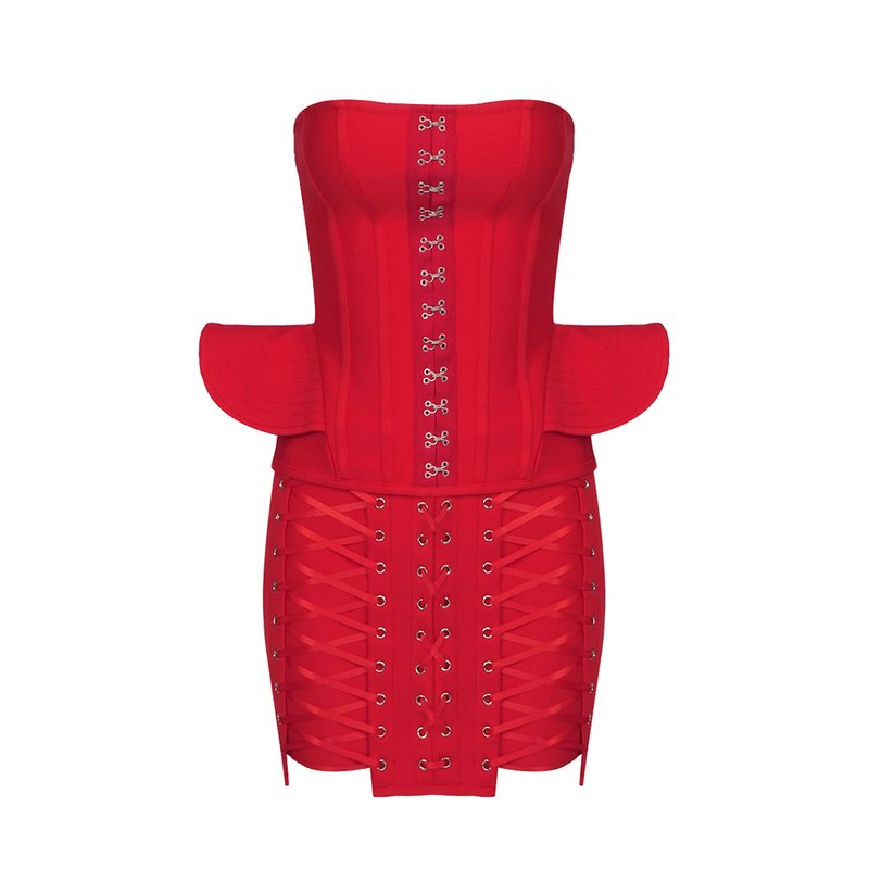 Strapless Red Corset Mini Dress H5820