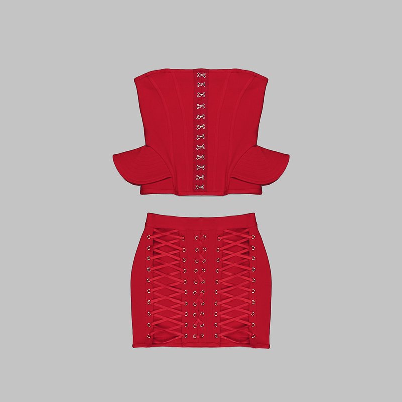 Strapless Red Corset Mini Dress H5820
