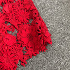 Strapless Red Floral Lace Midi Dress H6472