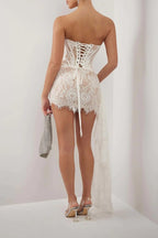 Strapless Red Lace Corset Mini Dress H6187