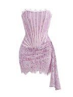 Strapless Red Lace Corset Mini Dress H6187