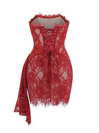 Strapless Red Lace Corset Mini Dress H6187