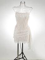Strapless Red Lace Corset Mini Dress H6187