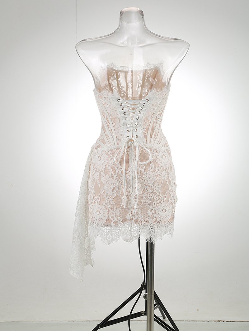 Strapless Red Lace Corset Mini Dress H6187