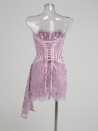 Strapless Red Lace Corset Mini Dress H6187