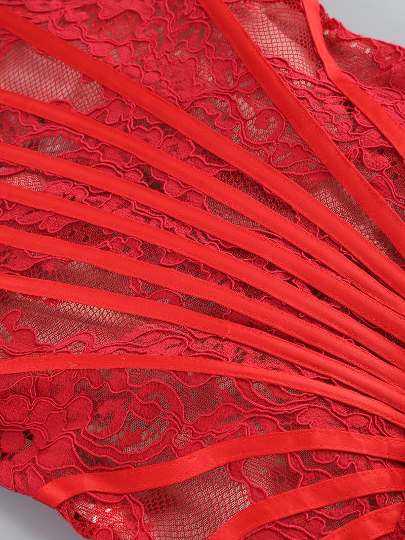 Strapless Red Lace Corset Mini Dress H6187