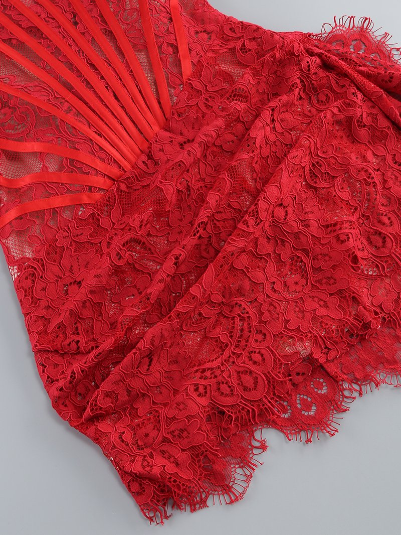 Strapless Red Lace Corset Mini Dress H6187