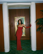 Strapless Red Mermaid Gown H6378