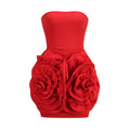 Strapless Red Rose Applique Dress H6215
