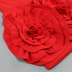 Strapless Red Rose Applique Dress H6215