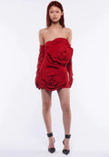 Strapless Red Rose Embellished Mini Dress H6051