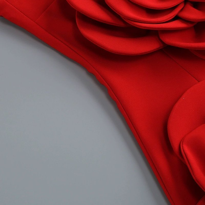 Strapless Red Rose Embellished Mini Dress H6051