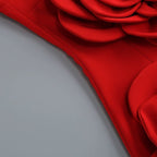 Strapless Red Rose Embellished Mini Dress H6051