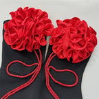 Strapless Red Rose Embellished Velvet Gown H6799