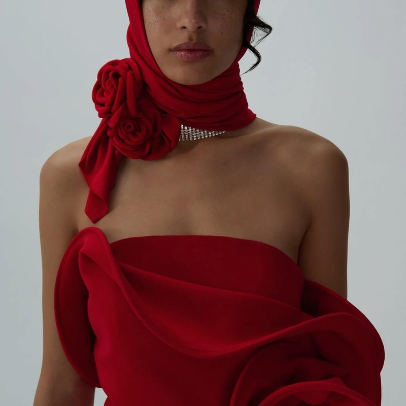 Strapless Red Ruffle Bandage Dress H6519