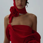 Strapless Red Ruffle Bandage Dress H6519