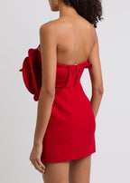 Strapless Red Ruffle Bandage Dress H6519