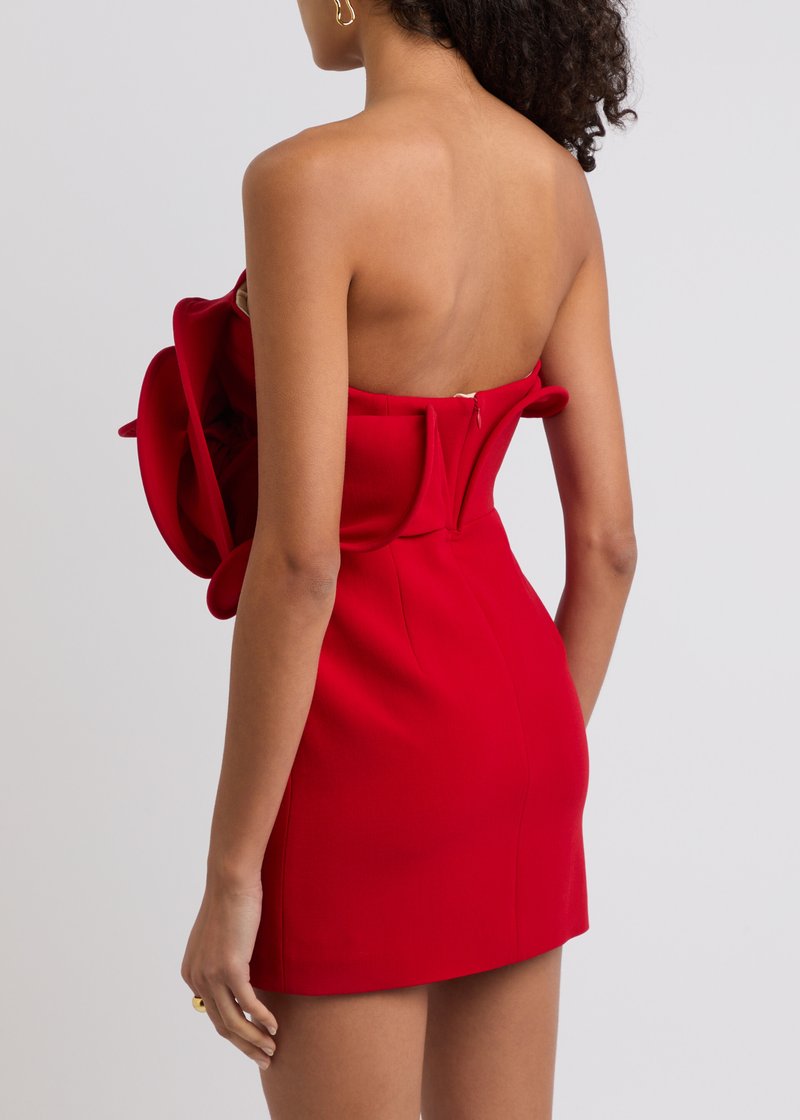 Strapless Red Ruffle Bandage Dress H6519