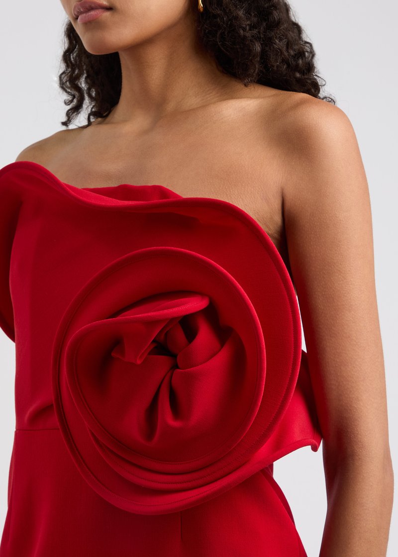 Strapless Red Ruffle Bandage Dress H6519