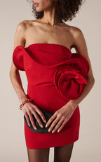Strapless Red Ruffle Bandage Dress H6519