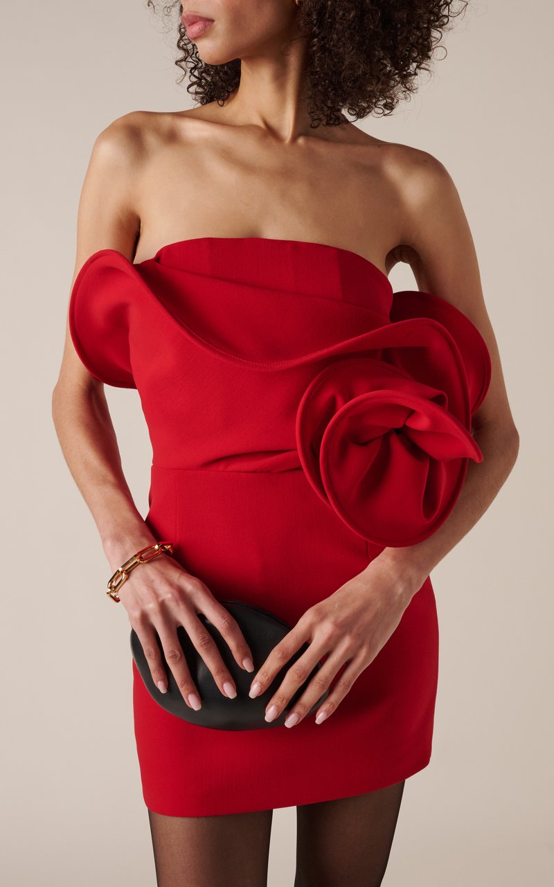 Strapless Red Ruffle Bandage Dress H6519