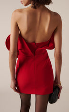 Strapless Red Ruffle Bandage Dress H6519