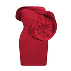 Strapless Red Ruffle Bandage Dress H6519