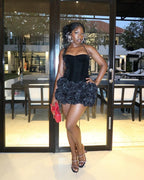Strapless Red Ruffle Corset Mini Dress H6704