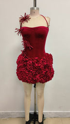 Strapless Red Ruffle Corset Mini Dress H6704