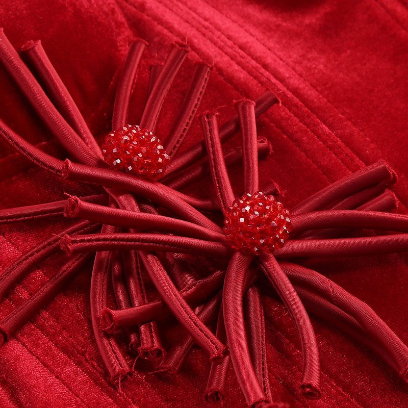 Strapless Red Ruffle Corset Mini Dress H6704