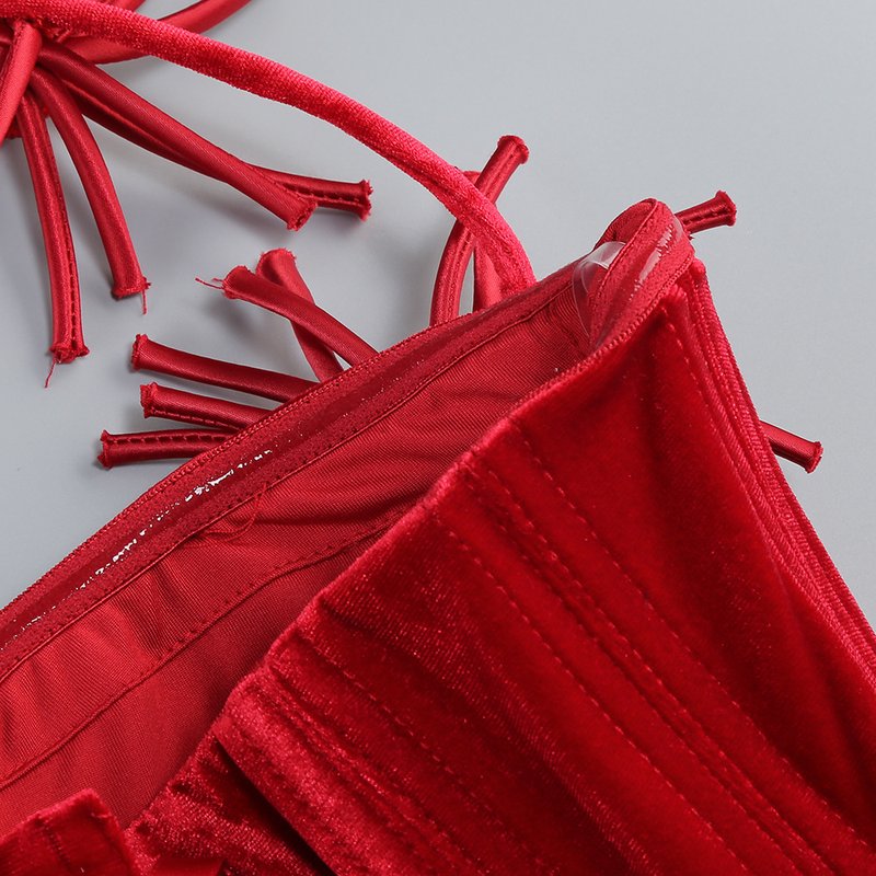 Strapless Red Ruffle Corset Mini Dress H6704