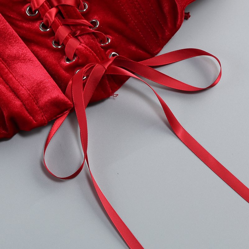 Strapless Red Ruffle Corset Mini Dress H6704
