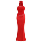 Strapless Red Satin Mermaid Gown H6559