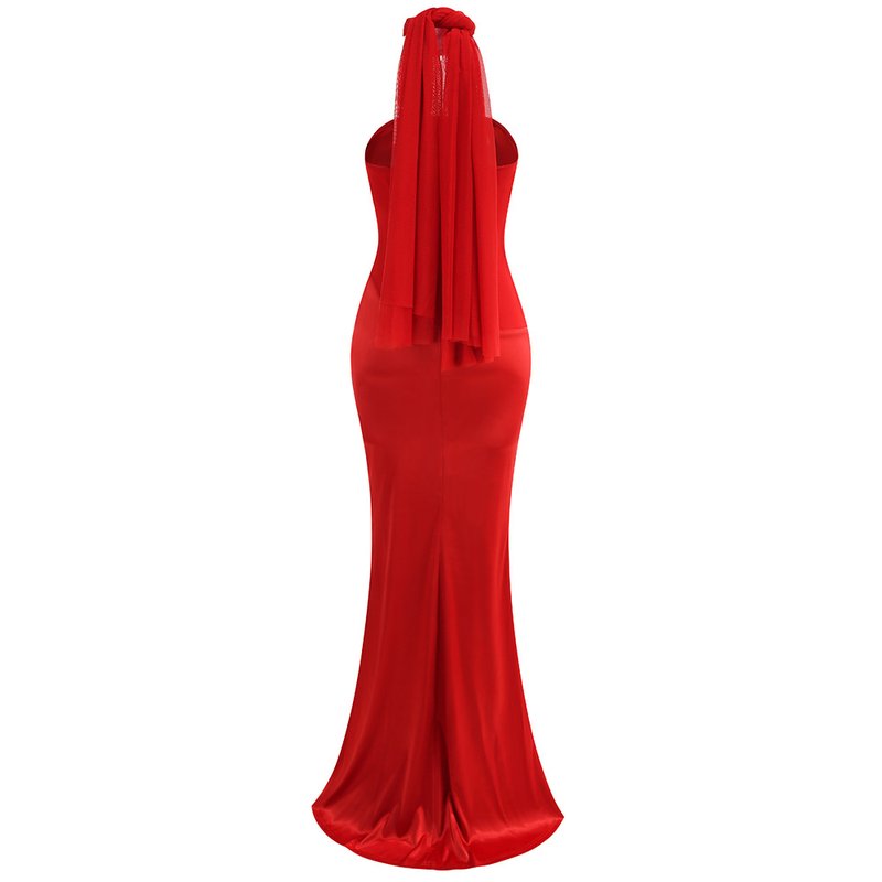 Strapless Red Satin Mermaid Gown H6559