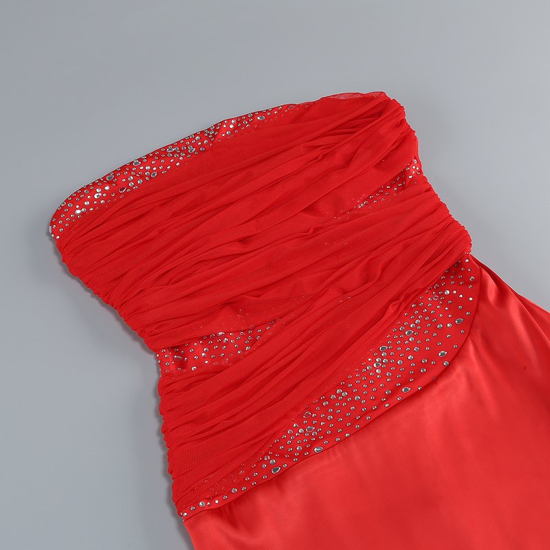 Strapless Red Satin Mermaid Gown H6559