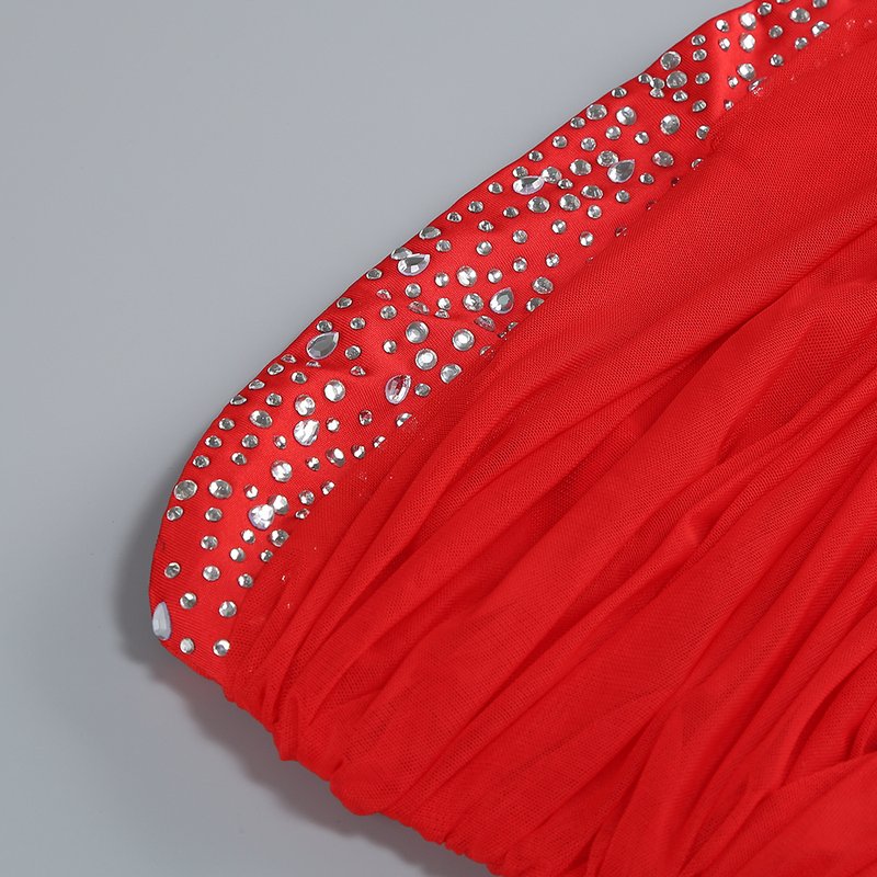 Strapless Red Satin Mermaid Gown H6559