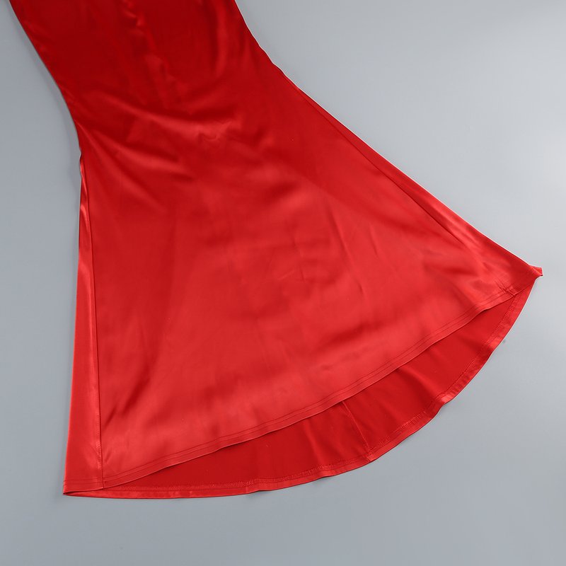 Strapless Red Satin Mermaid Gown H6559