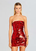 Strapless Red Sequin Mini Dress H6206