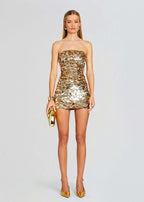 Strapless Red Sequin Mini Dress H6206