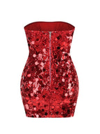Strapless Red Sequin Mini Dress H6206
