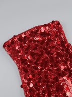 Strapless Red Sequin Mini Dress H6206