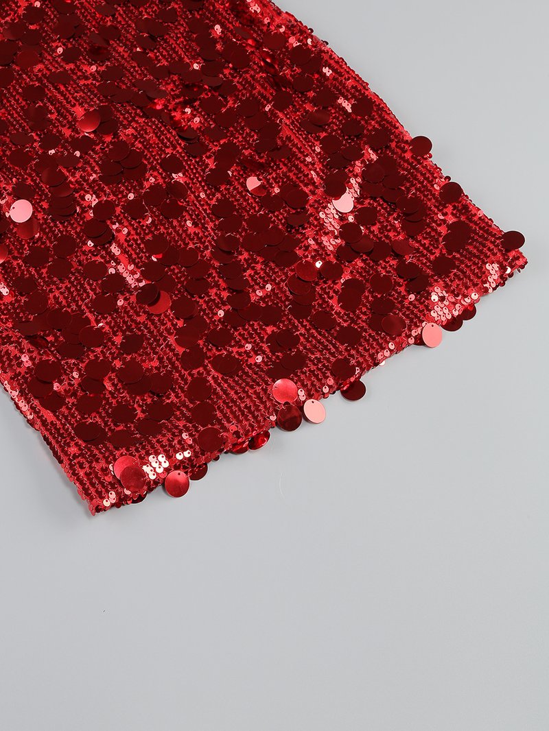 Strapless Red Sequin Mini Dress H6206