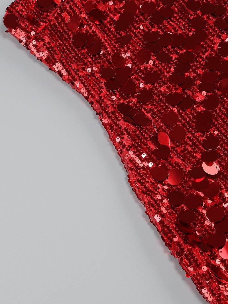 Strapless Red Sequin Mini Dress H6206