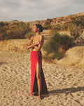 Strapless Red Slit Maxi Skirt H247