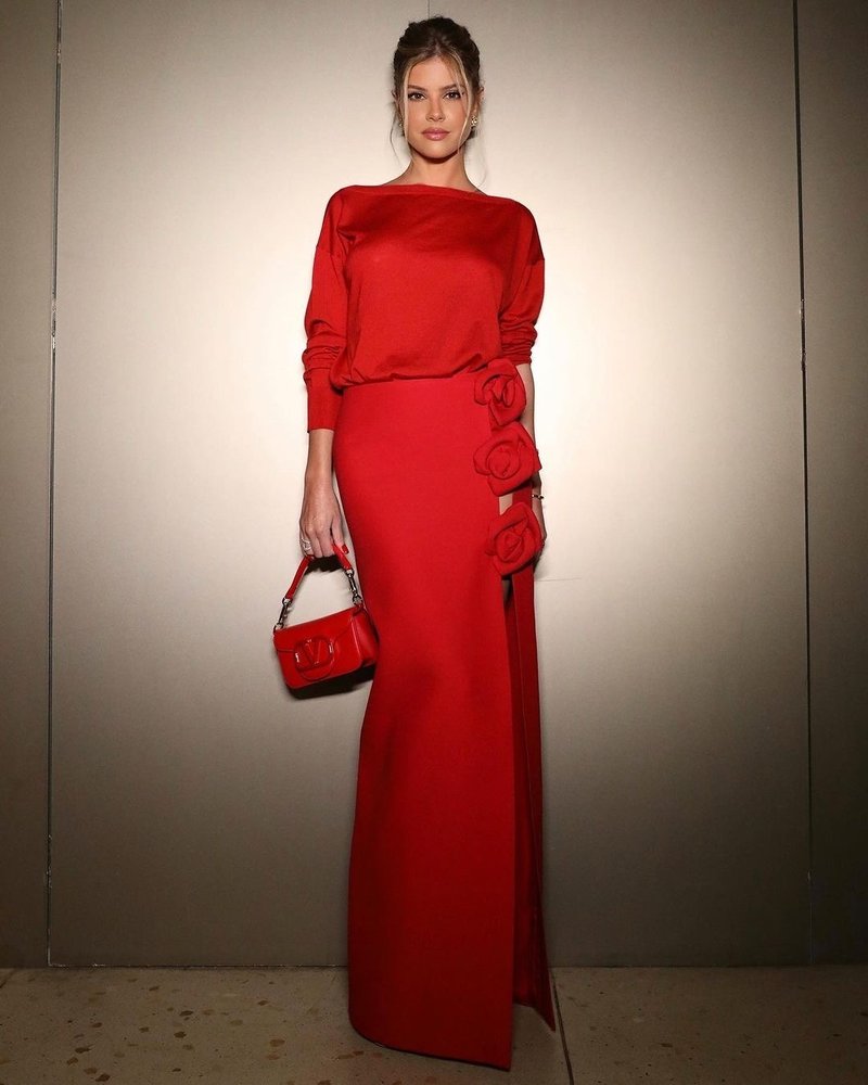 Strapless Red Slit Maxi Skirt H247