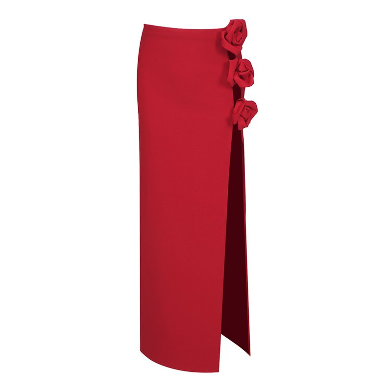 Strapless Red Slit Maxi Skirt H247